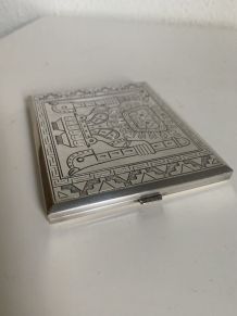 Porte-cigarettes vintage 1930 Inca argent sterling 925 - 9,8