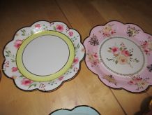 6 Assiettes a desserts en carton epais style vintage