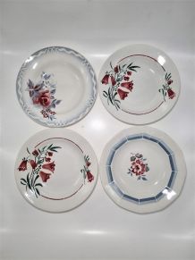 Ensemble de 4 anciennes assiettes creuses