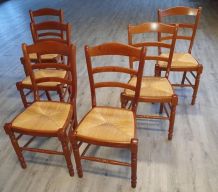 Lot de 6 chaises bois rustiques