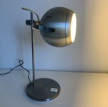 Lampe vintage 1960 de table eyeball acier brossé Aluminor - 