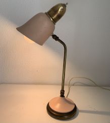 Lampe vintage 1950 style cocotte rose dorée - 43 cm