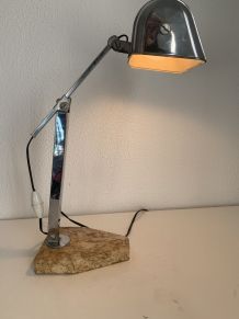 Lampe vintage 1930 Fare artisanat Français marbre sable - 45