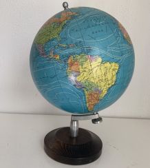 Grand globe vintage 1985 terrestre Taride bois - 38 cm