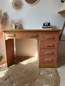 Bureau terracotta bois brut et sa chaise