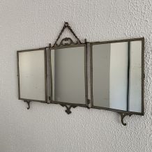 Miroir vintage 1900 triptyque barbier coiffeuse oiseaux - 29