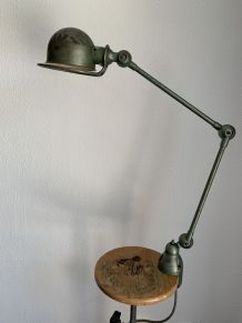 Lampe vintage 1960 Jielde 2 bras verte d'origine - 100 cm