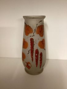 Grand vase 1930 signé Adat,vintage ,orange 