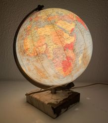 Globe vintage 1961 terrestre Taride verre marbre - 29 cm