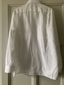 Chemise vintage 70's blanche manches longues pattes épaules 