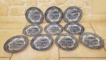 10 assiettes bleues anglaises 17th Century England