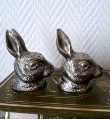 Sel et poivre lapins en bronze argenté 