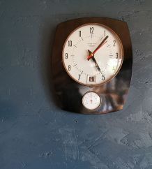 Horloge formica vintage pendule murale thermomètre Vedette