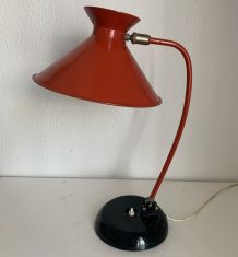 Lampe vintage 1960 bureau diabolo rouge cardinal - 45 cm