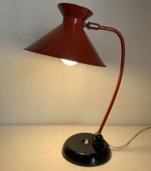 Lampe vintage 1960 bureau diabolo rouge cardinal - 45 cm