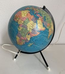 Globe vintage 1975 terrestre tripode verre Taride - 28 cm