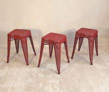 3 superbes tabourets rouge ‘’H’’ perforés TOLIX tout neufs 