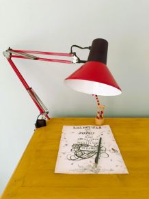 Lampe architecte années 70 rouge et noire