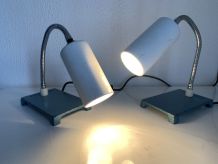 Paire lampes vintage 1960 usine laboratoire Pierron - 25 x 2