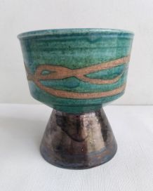 Poterie grande coupe en raku. Artisanat français. 