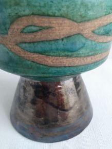 Poterie grande coupe en raku. Artisanat français. 