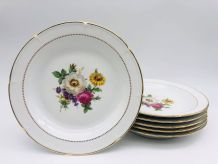 6 Assiettes Creuses. En porcelaine, pâte et émaux de Limoges