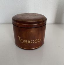 Pot à tabac vintage 1960 cuir céramique Italie - 9 x 10 cm