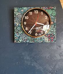 Horloge vintage pendule murale silencieuse Jaz fleurs