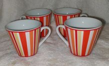 Lot de 4 belles tasses vintage série orange