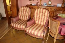 2 fauteuils bergères style louis xv