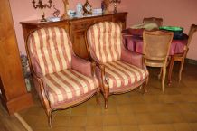 2 fauteuils bergères style louis xv