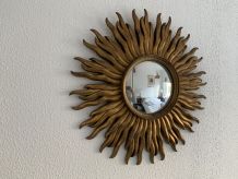 Miroir vintage 1960 soleil oeil de sorcière or - 53 cm