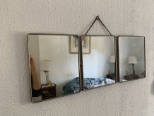 Miroir vintage 1930 triptyque barbier Art Déco coiffeur - 33