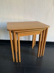 Tables gigognes vintage 1960 table basse d'appoint bois clai