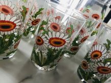 Service orangeade vintage fleuri