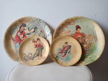 Assiettes asiatiques décoratives bambou 