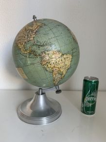 Globe terrestre Taride aluminium  vintage 1940 - 37 cm