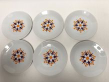 6 assiettes plates en porcelaine de bohème, 1970s, TK Thun -