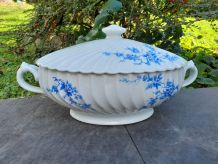 HAVILAND Limoges porcelaine soupière décor de cerisier bleu