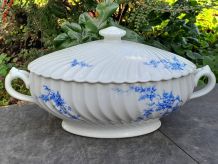 HAVILAND Limoges porcelaine soupière décor de cerisier bleu