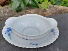 HAVILAND Limoges porcelaine saucière décor cerisier bleu