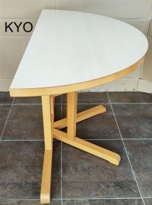 BAUMANN France table ronde demi-lune bois naturel beige