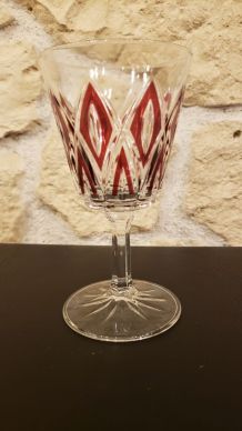 Lot de 10 verres à pied vintage Arlequin rouge