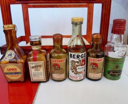 Jouet Vintage Bar /Desserte avec bouteilles en verre