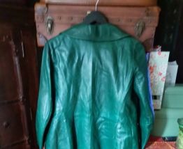 Veste 3/4 cuir vert