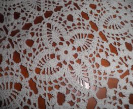 chemin de table fait mains au crochet - coton blanc