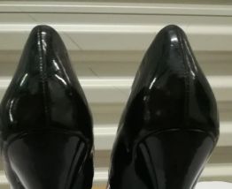 383A* ALDO - sexy escarpins noirs cuir verni high heels (39)