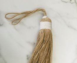 Pompon Tarbouche grand modèle jute blanc