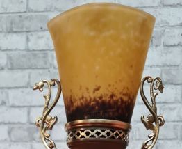 lampe bronze signé schneider tulipe pate de verre  29x15  el