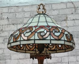 grande lampe bronze 1920 avec abat jour tiffany,  51x33 avec